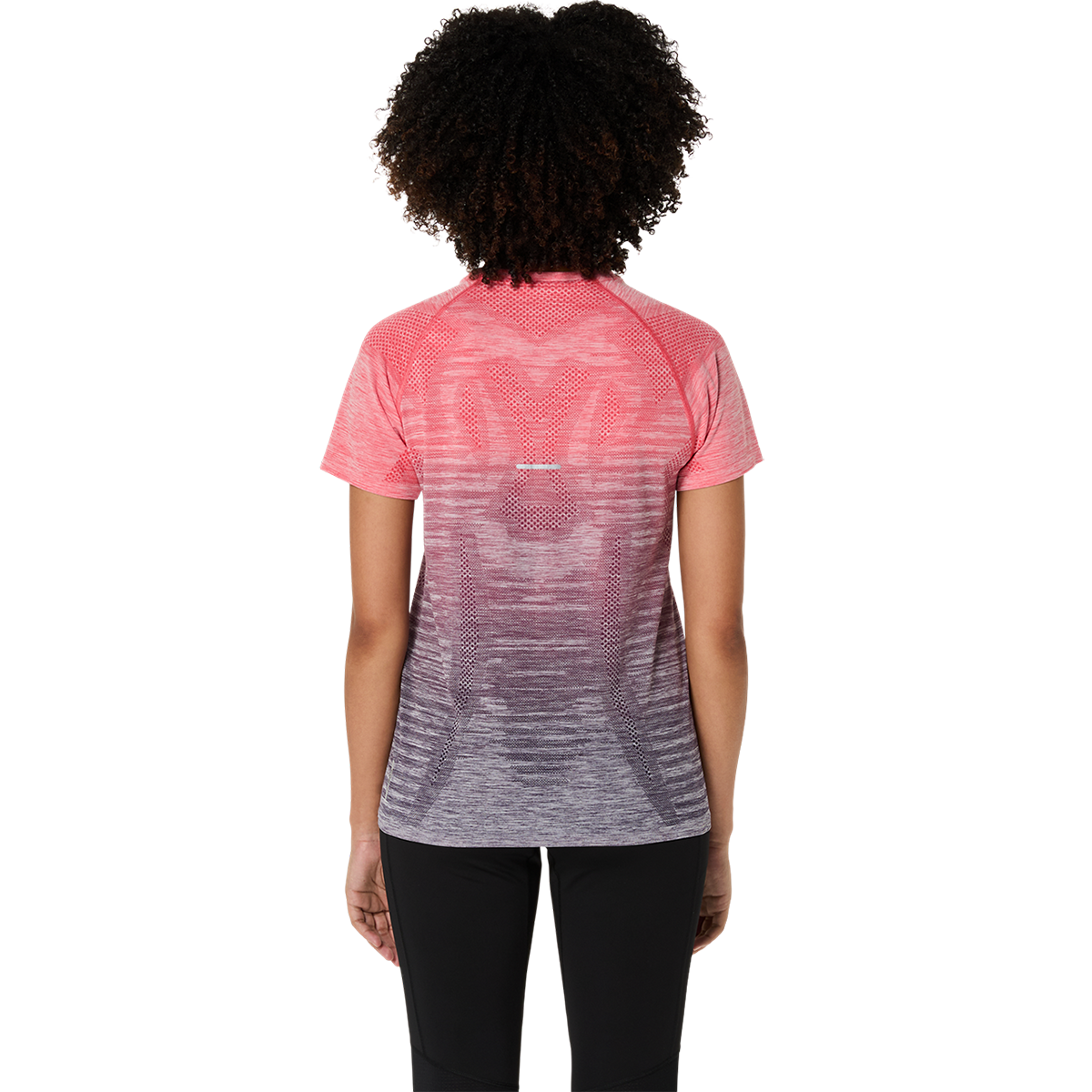 Asics Seamless SS Top — Coral Reef - Greyish Purple — Size Large — Back View