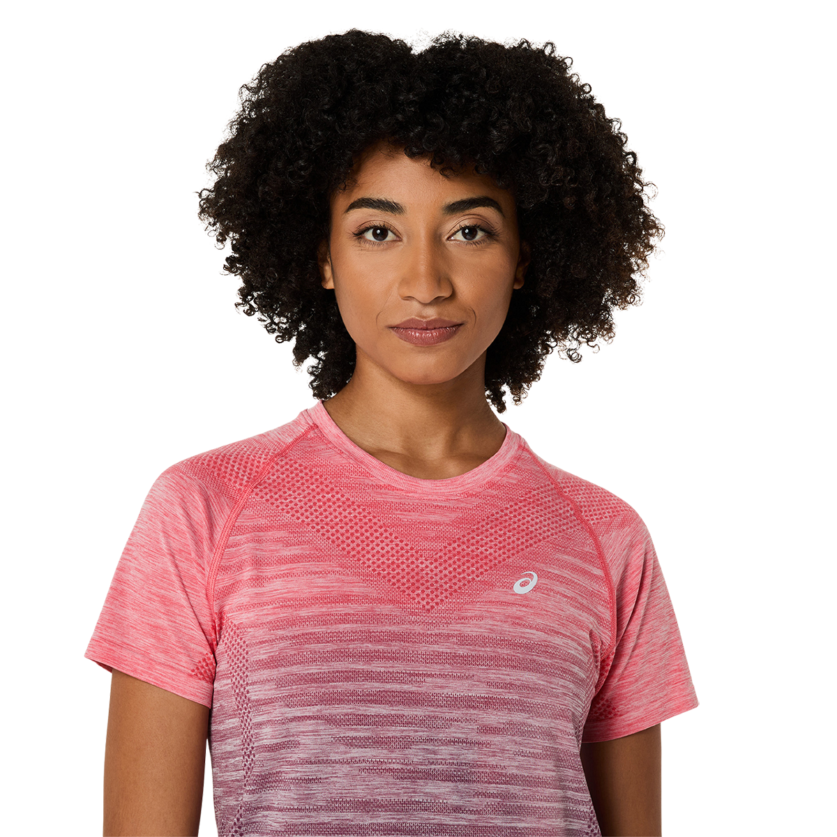Asics Seamless SS Top — Coral Reef - Greyish Purple — Size Large — Top View