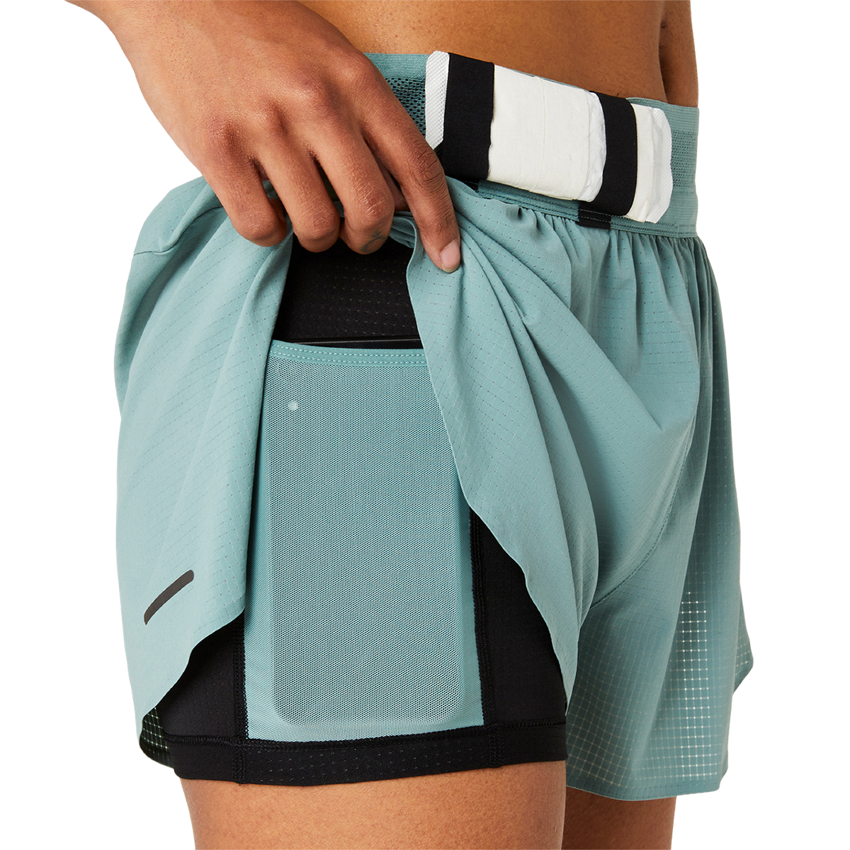 Asics Metarun Split Short — Celadon — Size XSmall — Back View