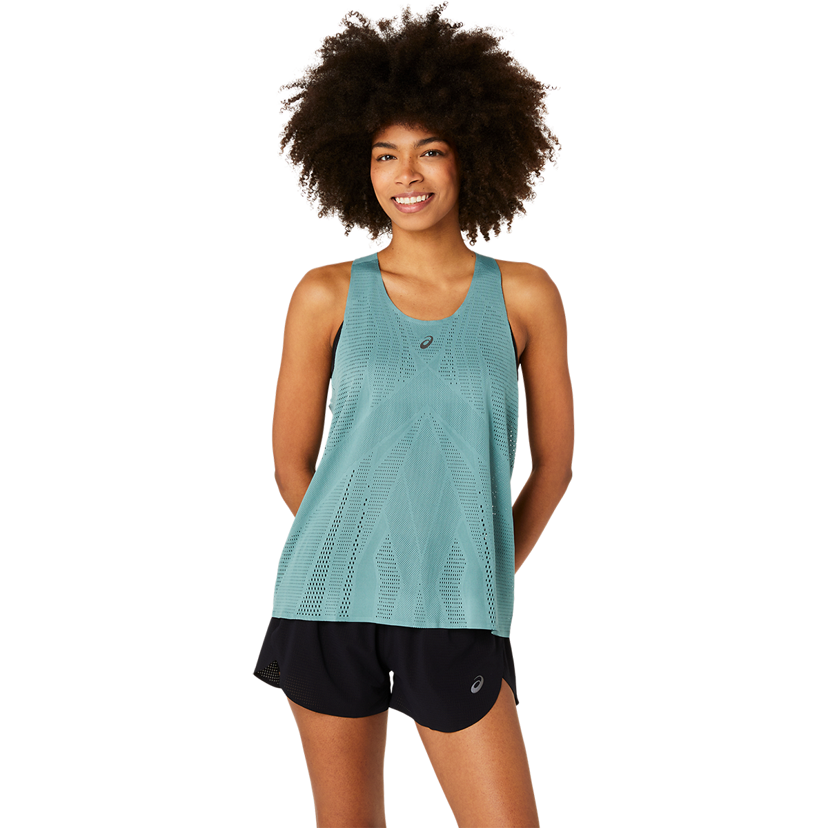 Asics Metarun Tank — Sunrise Red — Size XSmall — Lifestyle View