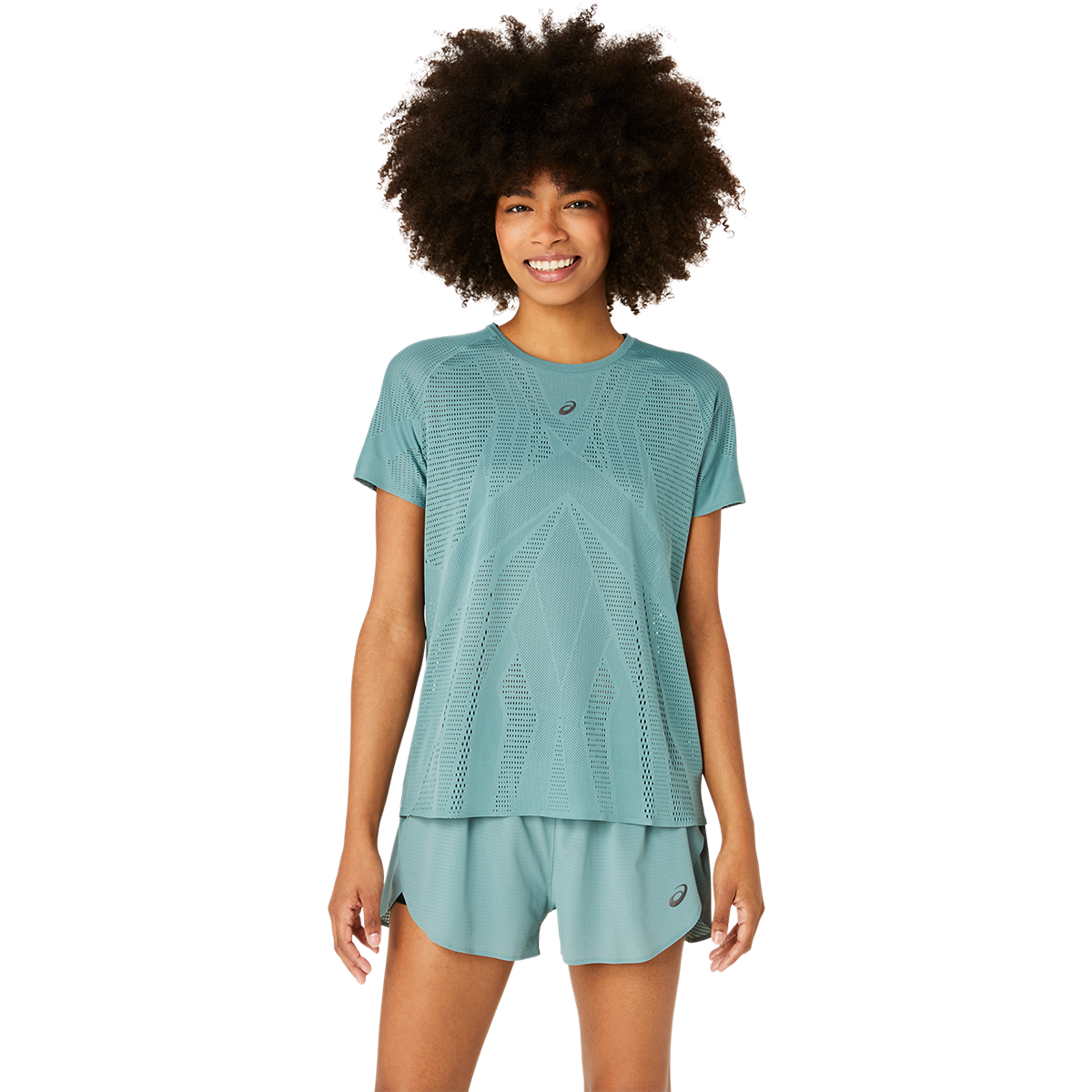 Asics Metarun Shortsleeve Tee — Performance Black — Size XSmall — Lifestyle View