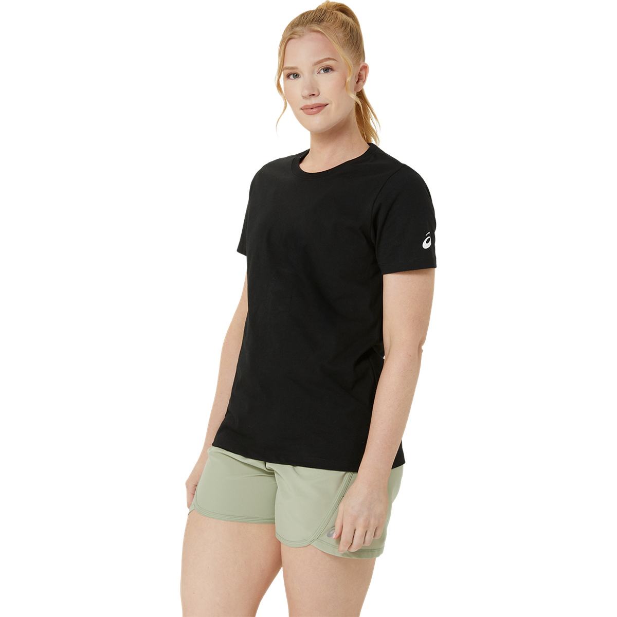 Asics PR Poly Cotton Tee — Performance Black — Size XSmall — Side View