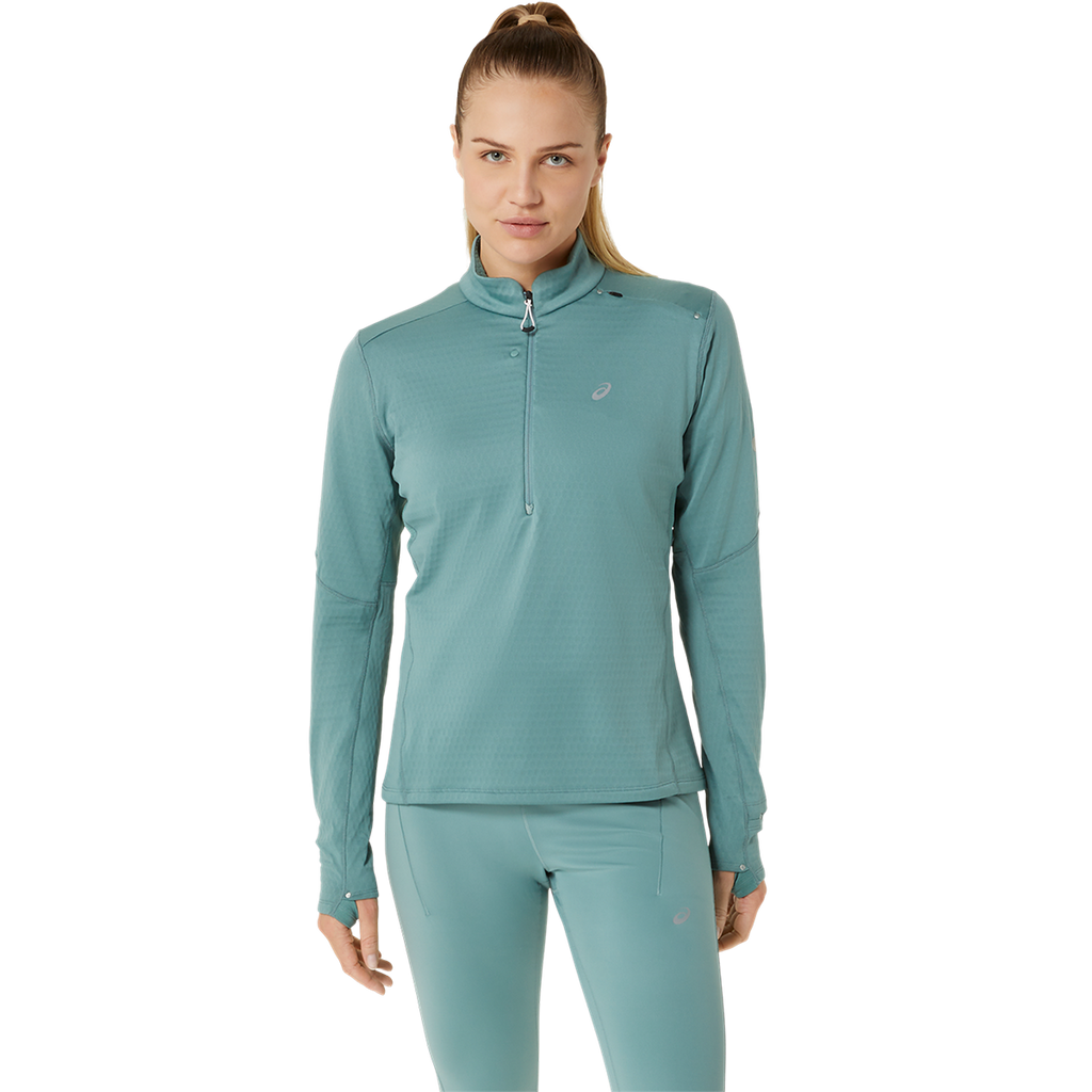 Asics Road Winter 1/2 Zip Mid Layer — Celadon — Size XSmall — Front View