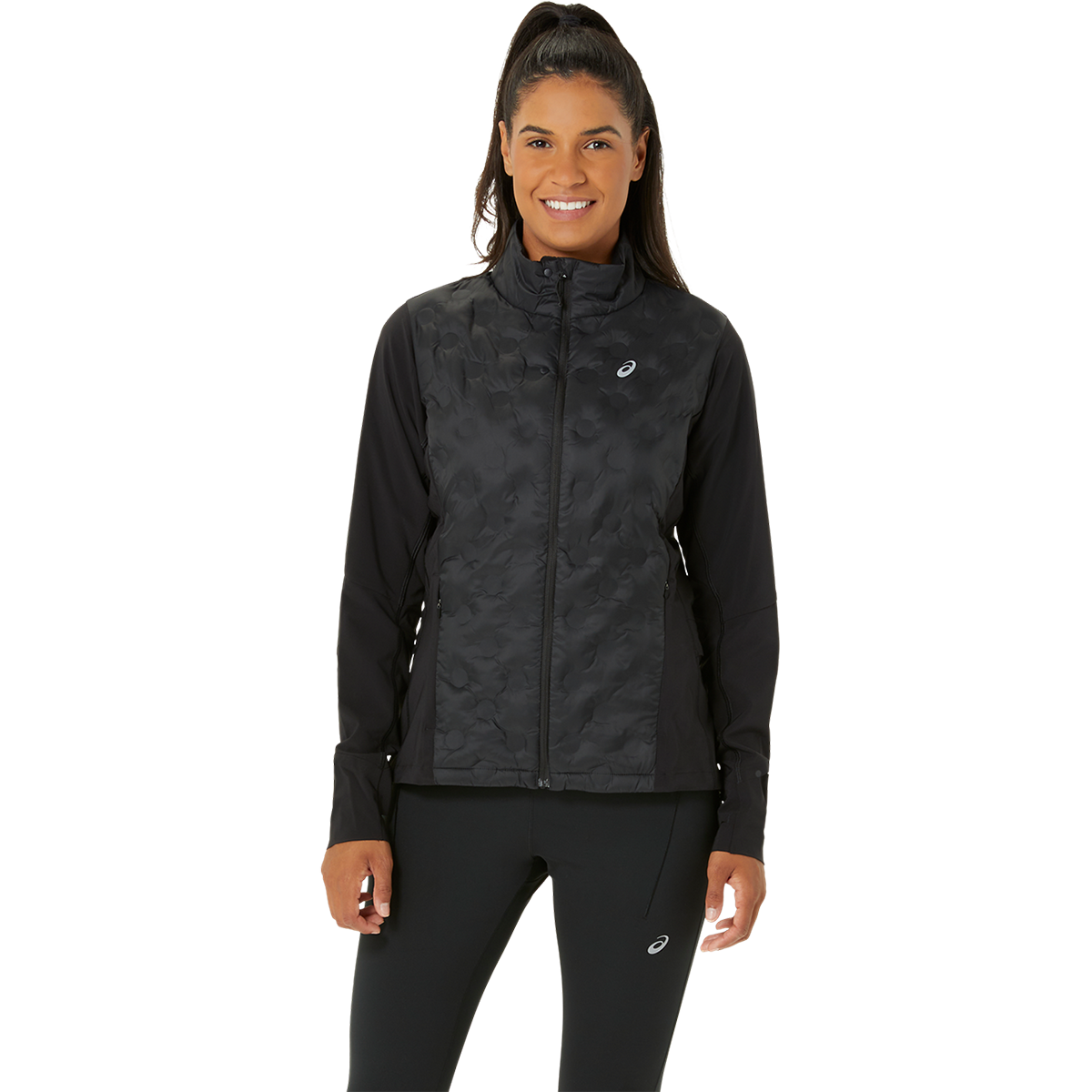Asics Road Winter Jacket — Performance Black — Size XSmall — Front View