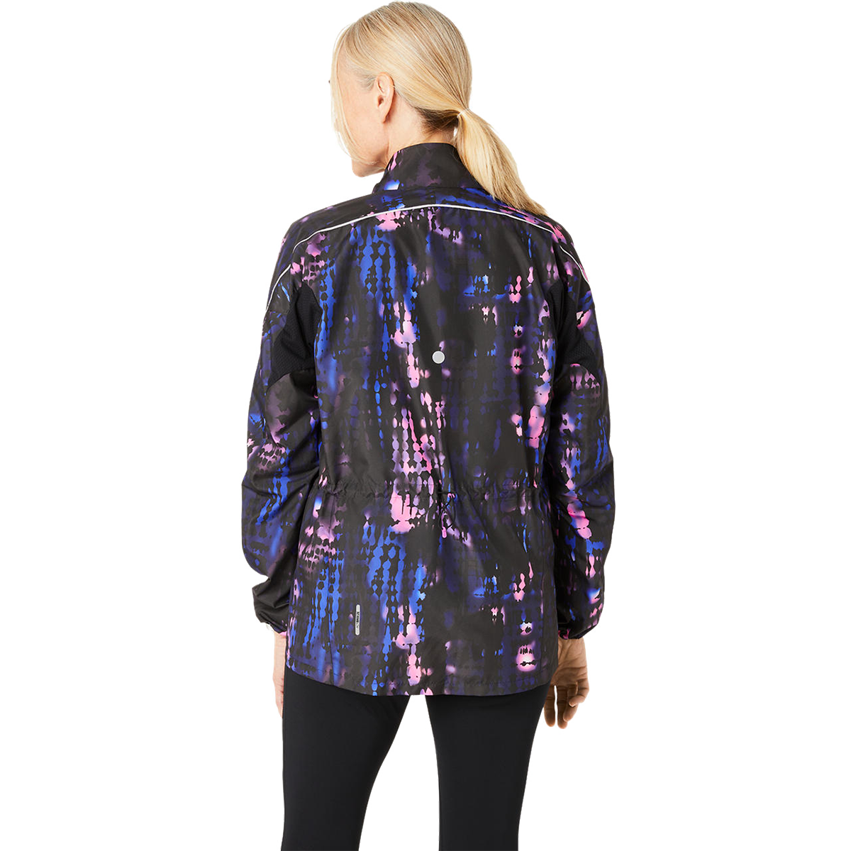 Asics Road Lite-Show Packable Jacket — Performance Black - Bold Magenta — Size Small — Back View