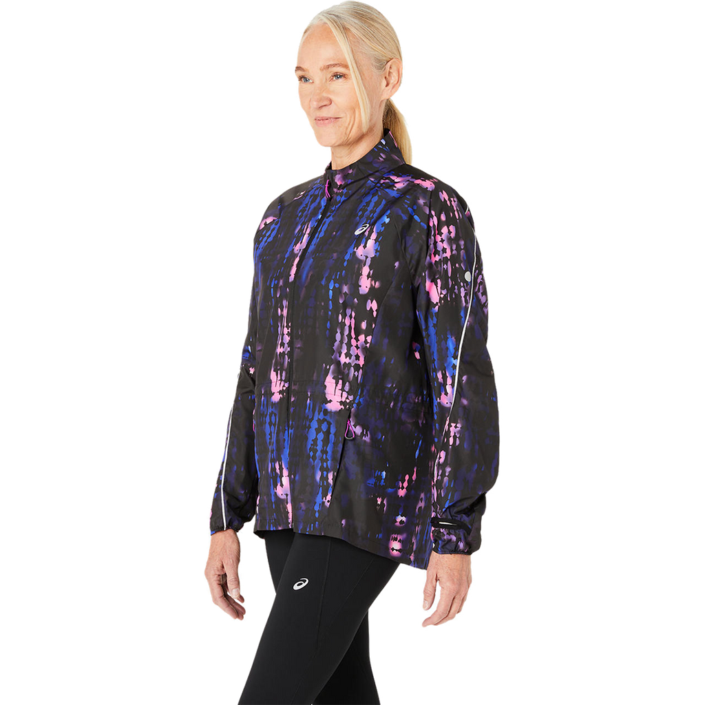 Asics Road Lite-Show Packable Jacket — Performance Black - Bold Magenta — Size Small — Side View