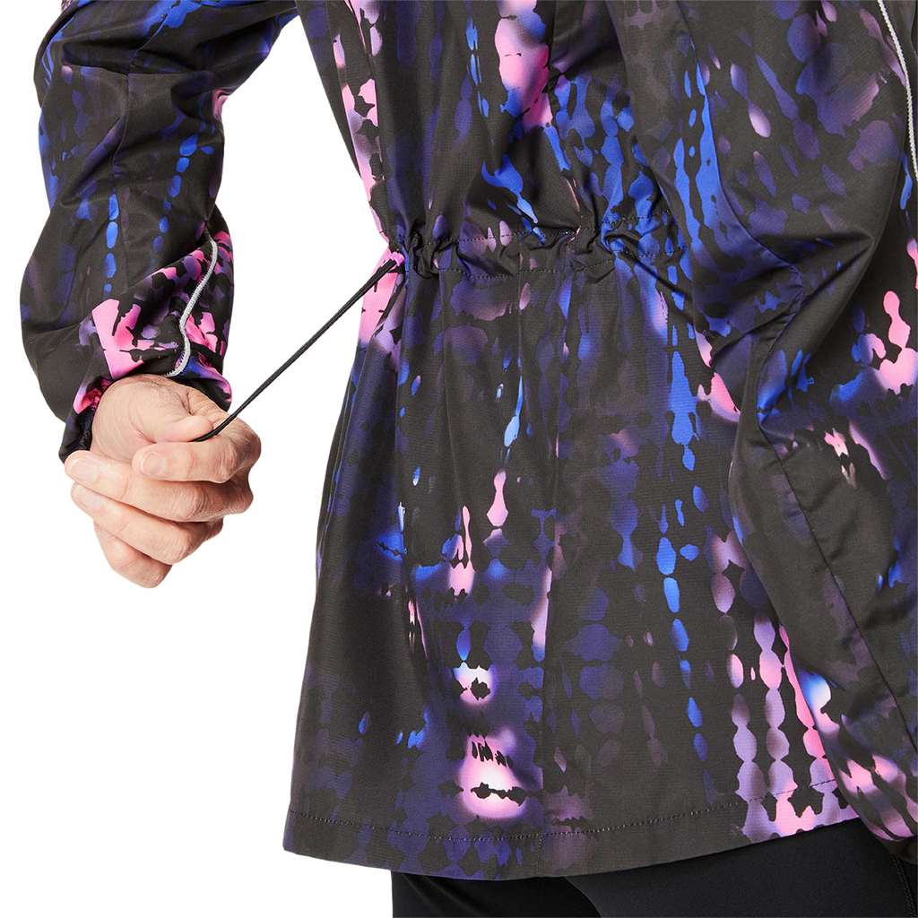 Asics Road Lite-Show Packable Jacket — Performance Black - Bold Magenta — Size Small — Lifestyle View