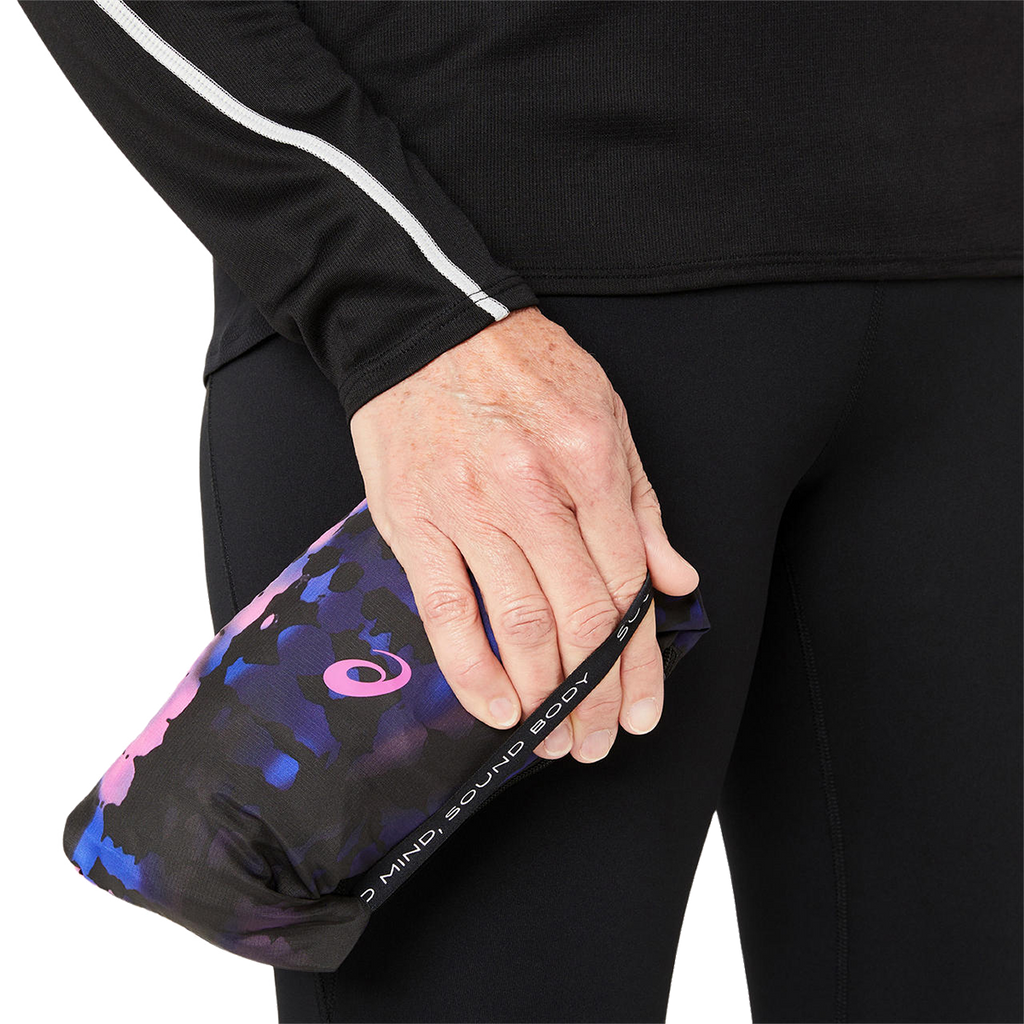 Asics Road Lite-Show Packable Jacket — Performance Black - Bold Magenta — Size Small — Detail View