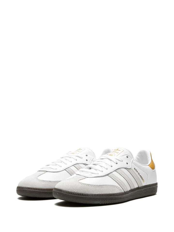 adidas X Kith Samba ?hite/Grey/Gold?Sneakers — White/Light Grey — Size US M 6 - US W 7.5 — Top View
