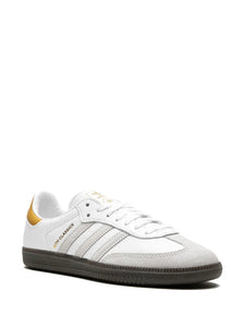 adidas X Kith Samba ?hite/Grey/Gold?Sneakers — White/Light Grey — Size US M 6 - US W 7.5 — Detail View