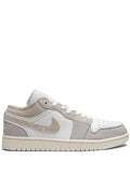 Air Jordan 1 Low Se Craft Tech Grey Sneakers — Grey/Beige/White — Size US M 9.5 - US W 11 — Front View