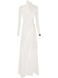 Dolce Gabbana Sheer Silk Maxi Dress — White/ Red — Size XXL — Front View