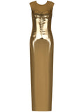 Dolce Gabbana Metallic Bustier Maxi Dress — Gold — Size XS — Front View