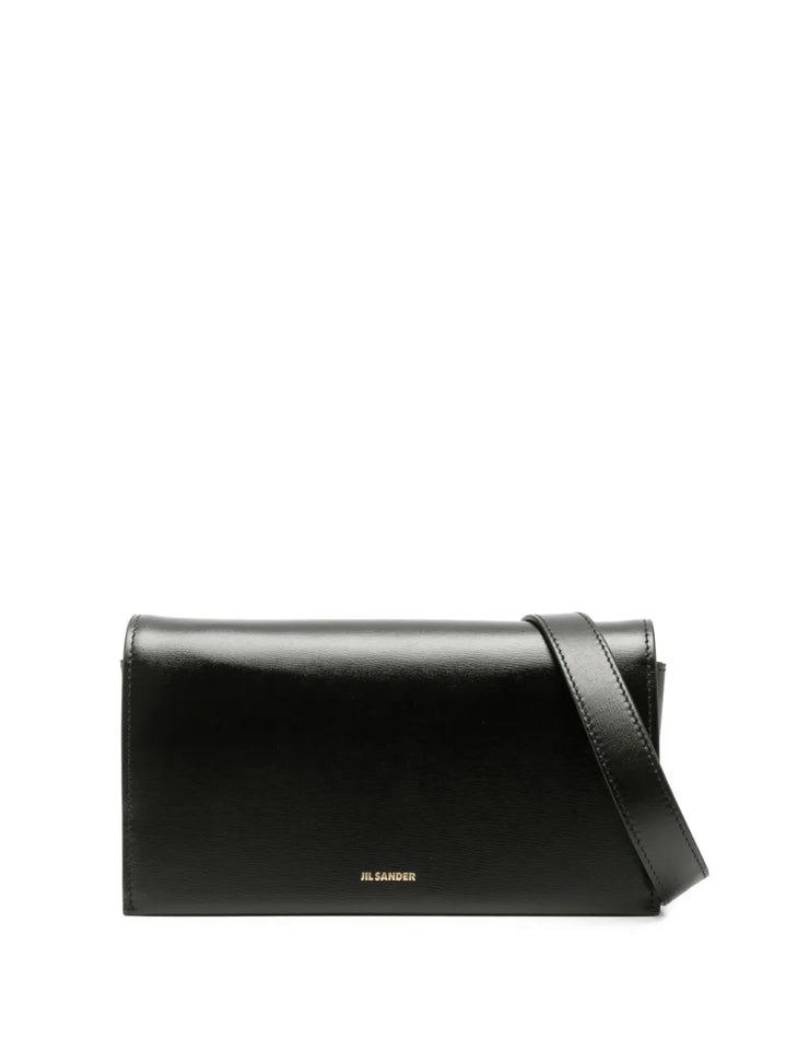Jil Sander Logo Debossed Leather Shoulder Bag — Same as shown — Size One Size — Front View