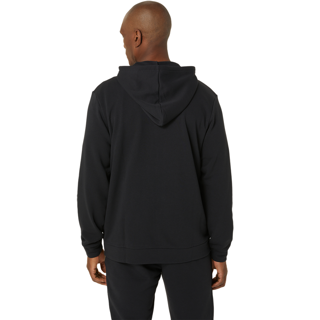 Asics Sweat Full Zip Hoodie — Performance Black — Size Small — Top View