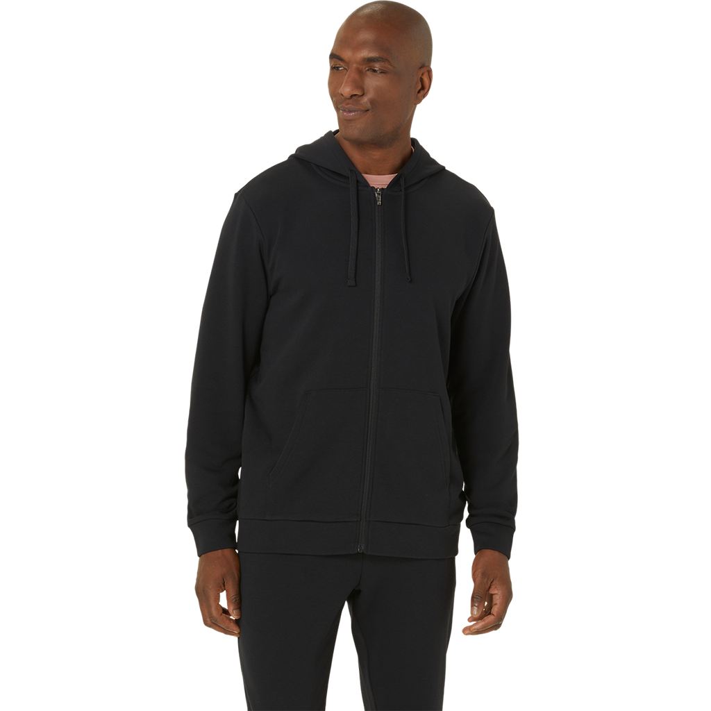 Asics Sweat Full Zip Hoodie — Performance Black — Size Small — Front View