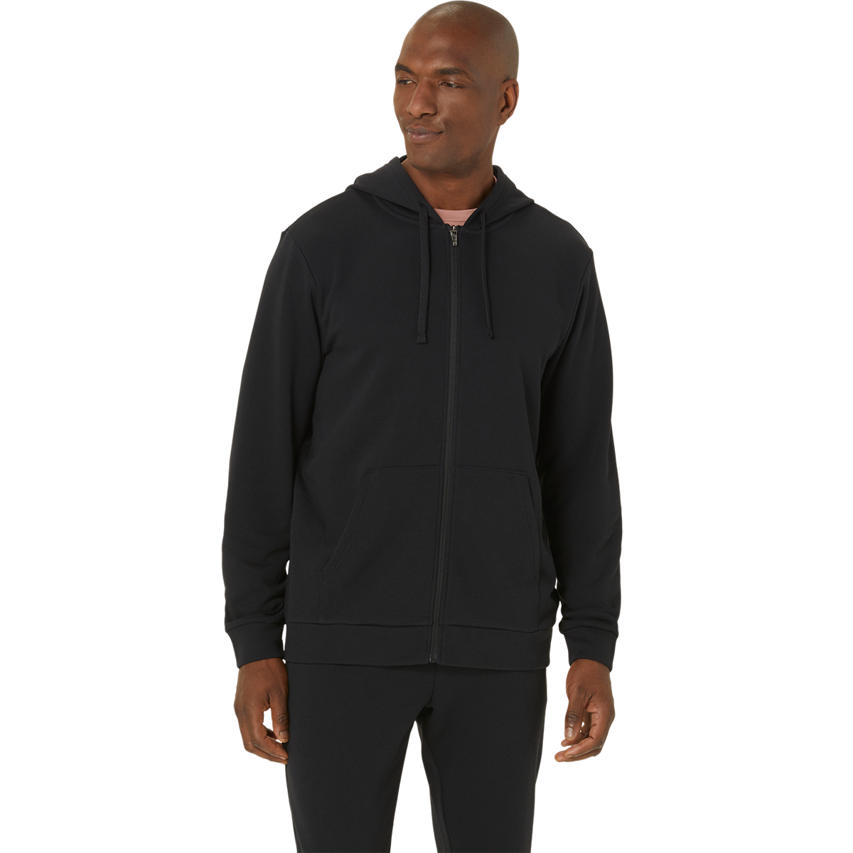 Asics Sweat Full Zip Hoodie — Performance Black — Size Small — Front View