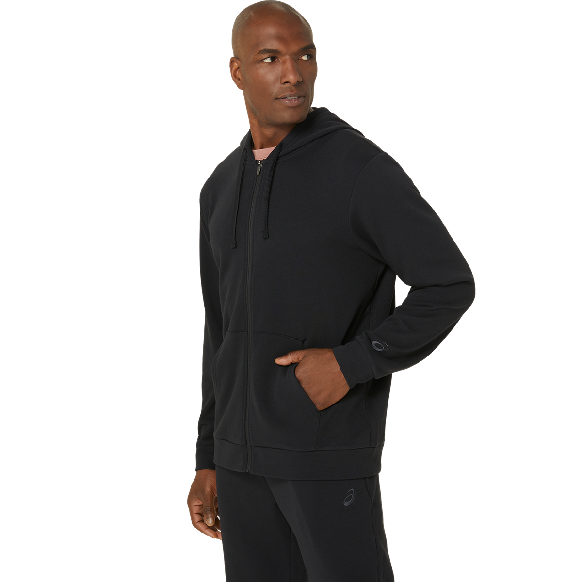 Asics Sweat Full Zip Hoodie — Performance Black — Size Small — Back View