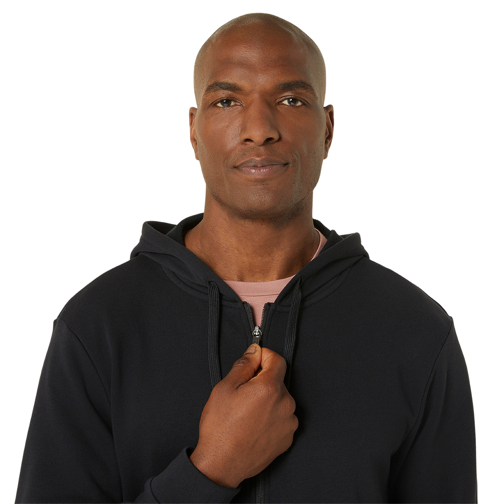 Asics Sweat Full Zip Hoodie — Performance Black — Size Small — Lifestyle View