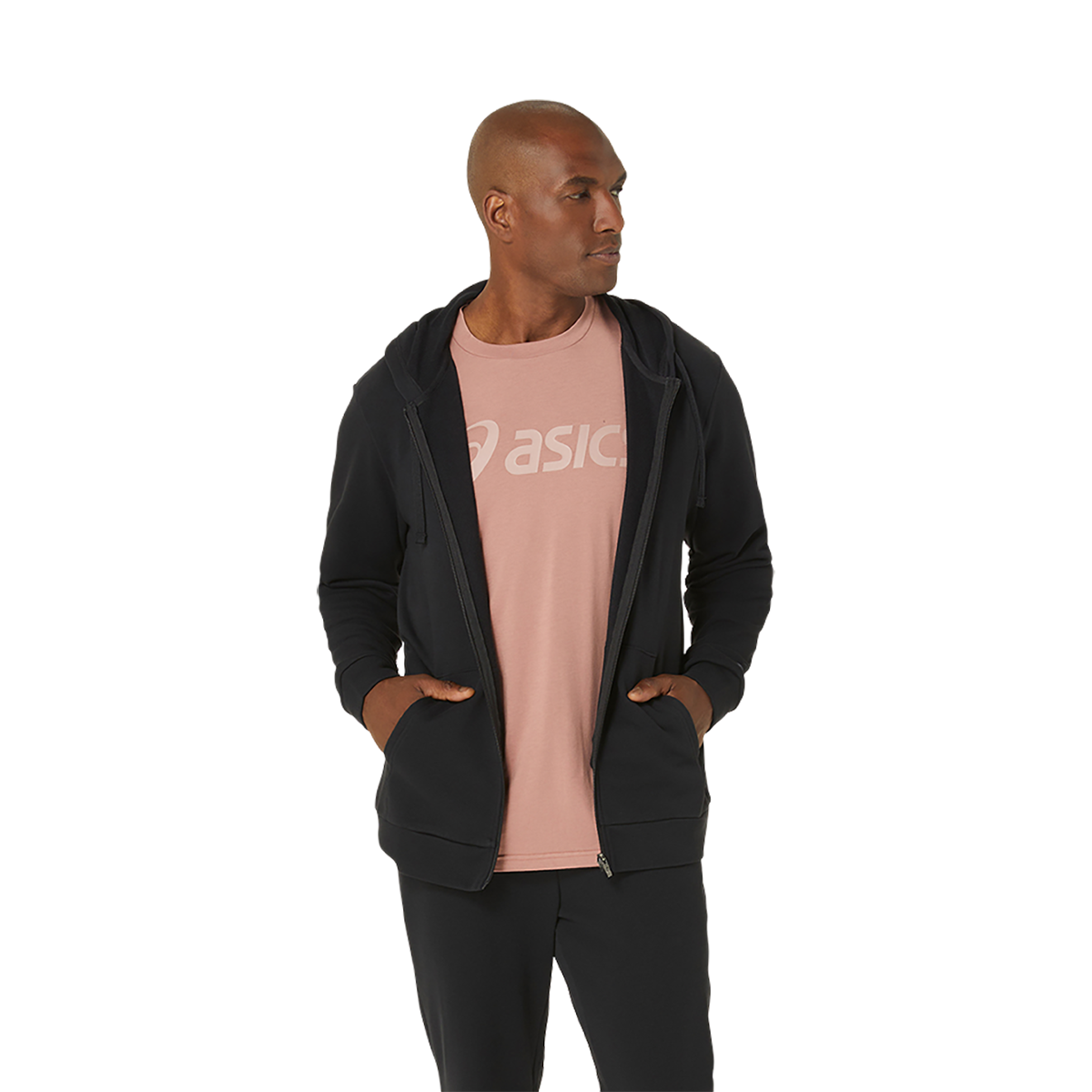 Asics Sweat Full Zip Hoodie — Performance Black — Size Small — Side View