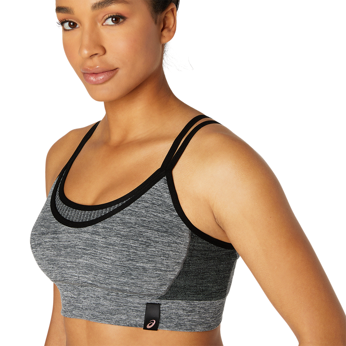 Asics Reversible Seamless Bra — Performance Black — Size Small — Front View