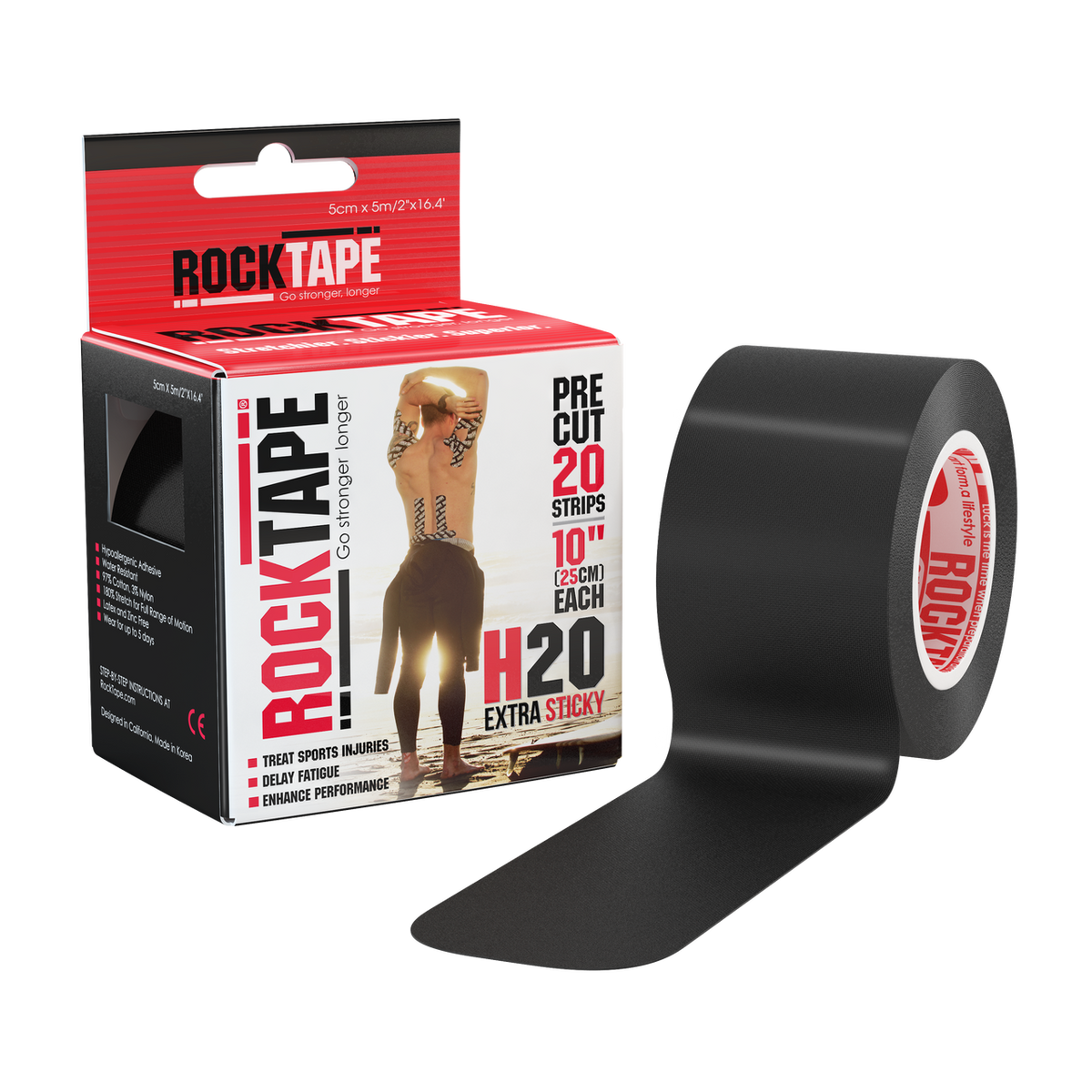 RockTape H2O Edge Precut 20 Count — Beige — Size 2" — Top View
