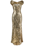 Atu Body Couture Sequin Embellished Gown — Red/ Gold — Size S — Front View