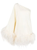 Taller Marmo Piccolo Ubud One Shoulder Mini Dress — White/ Cream — Size XS — Front View