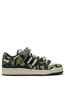 adidas X Bape Forum 84 Low 30Th Anniversary Green Camo Sneakers — Green — Size US M 8 - US W 9.5 — Front View
