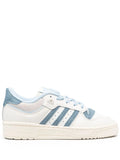 adidas Rivalry Low 86 Leather Sneakers — Off-White/Sky Blue — Size US M 9.5 - US W 11 — Front View