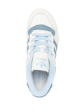 adidas Rivalry Low 86 Leather Sneakers — Off-White/Sky Blue — Size US M 9.5 - US W 11 — Top View