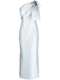 Sachin Babi Bonnie Satin Finish Gown — Blue — Size M — Front View