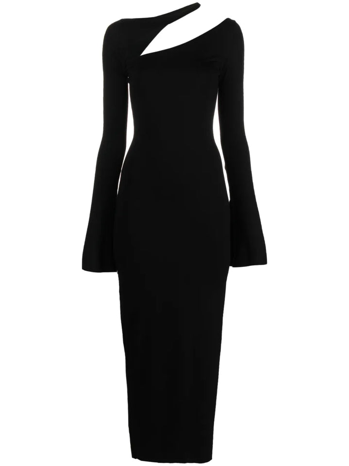 Manuri Sandy Cut Out Maxi Dress — Black/ Red — Size XS — Front View
