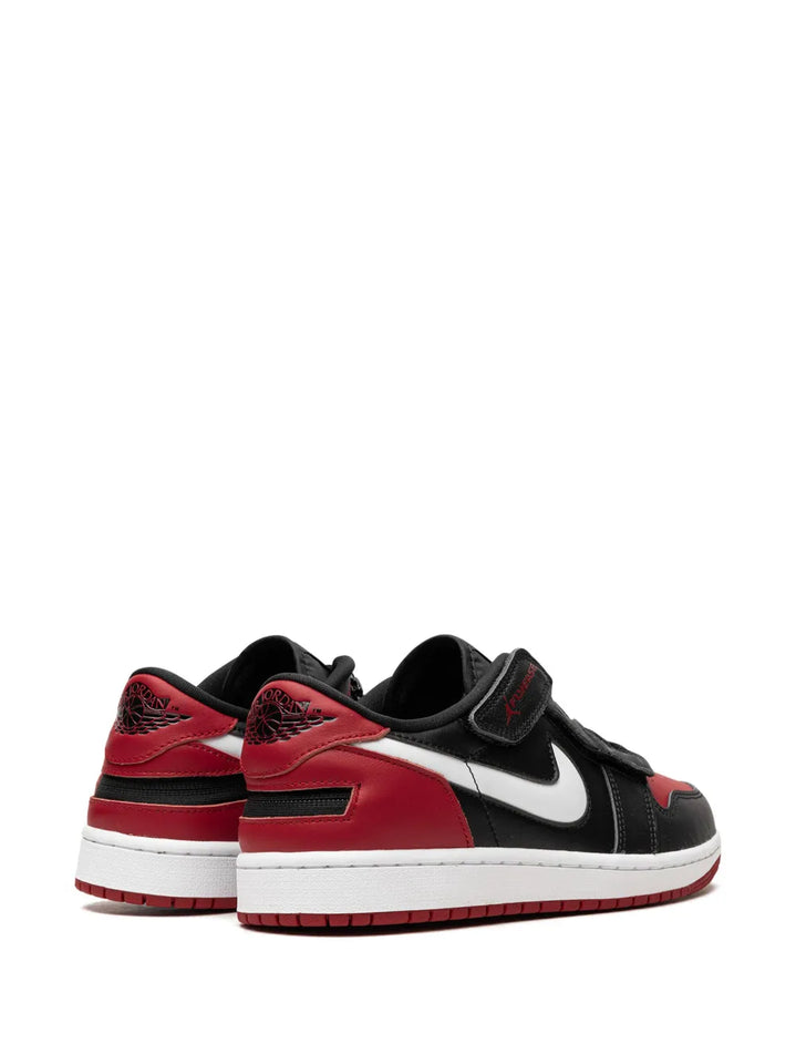 Air Jordan 1 Low Flyease Bred Sneakers — Black/Red/White — Size US M 9.5 - US W 11 — Back View