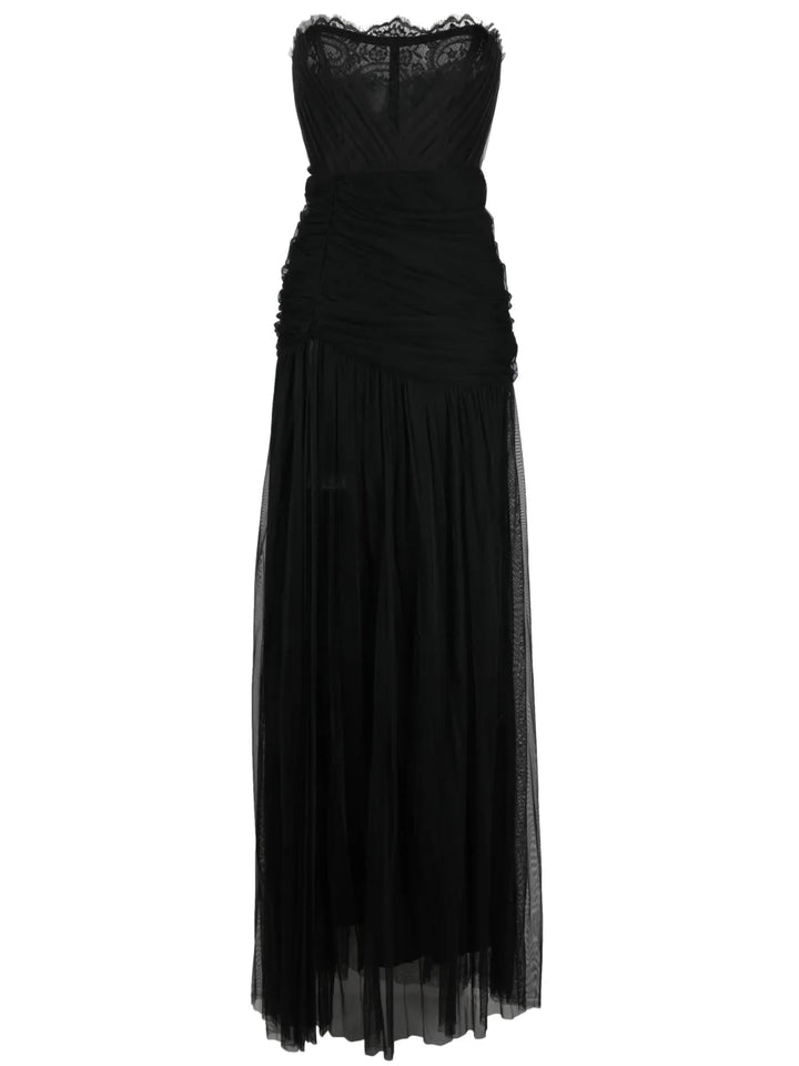 Ana Radu Corset Style Draped Maxi Dress — Black/ Red — Size XS — Front View