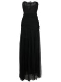Ana Radu Corset Style Draped Maxi Dress — Black/ Red — Size XS — Front View