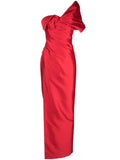 Rachel Gilbert Marlo One Shoulder Gown Dress — Red — Size XS — Front View