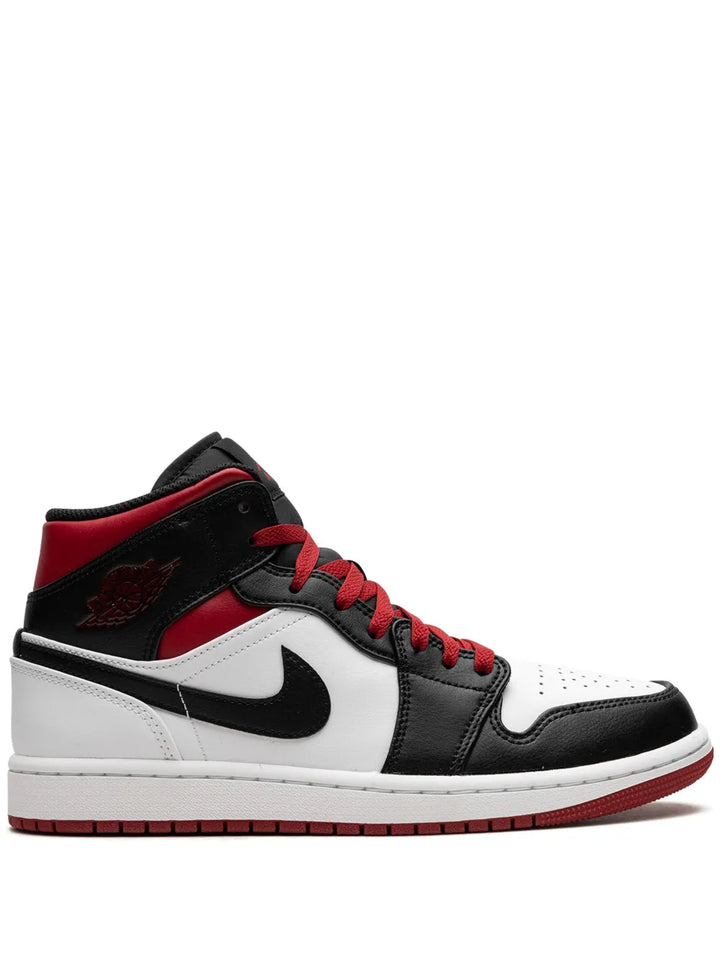Air Jordan 1 Mid Gym Red/Black Toe Sneakers — White/Black/Red — Size US M 11.5 - US W 13 — Front View