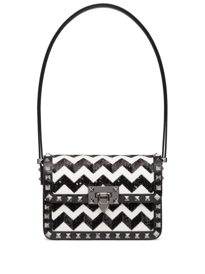 Valentino Garavani Small Rockstud23 Embroidered Shoulder Bag — Same as shown — Size One Size — Front View