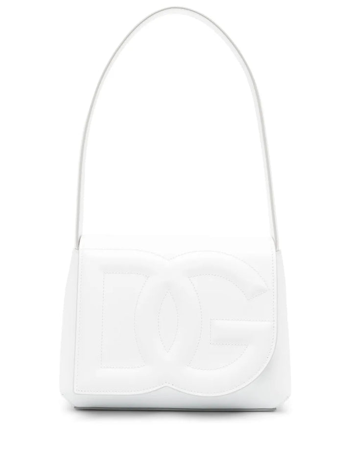 Dolce Gabbana Logo Embossed Leather Shoulder Bag — Same as shown — Size One Size — Front View