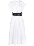 Alaia Belted A Line Midi Dress — Black/ White — Size XS — Front View
