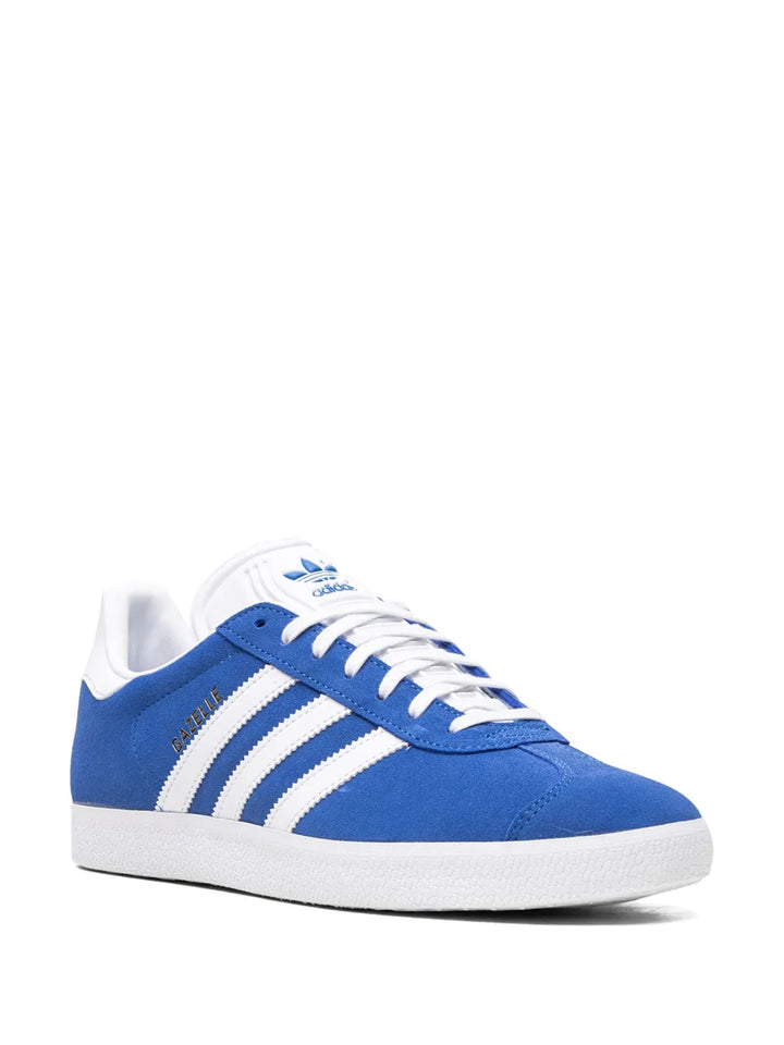 adidas Gazelle Blue/Cloud White/Gold Metallic Sneakers — Royal Blue/White — Size US M 3.5 - US W 5 — Side View