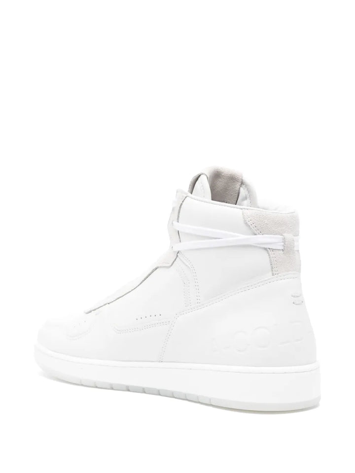 A-Cold-Wall* Luol High-Top Leather Sneakers — Optical White/Light Beige — Size US M 10 - US W 11.5 — Back View