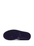 Air Jordan 1 Low Sky J Purple Sneakers — Dark Purple/Lilac Purple/White — Size US M 10.5 - US W 12 — Top View