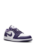 Air Jordan 1 Low Sky J Purple Sneakers — Dark Purple/Lilac Purple/White — Size US M 10.5 - US W 12 — Side View