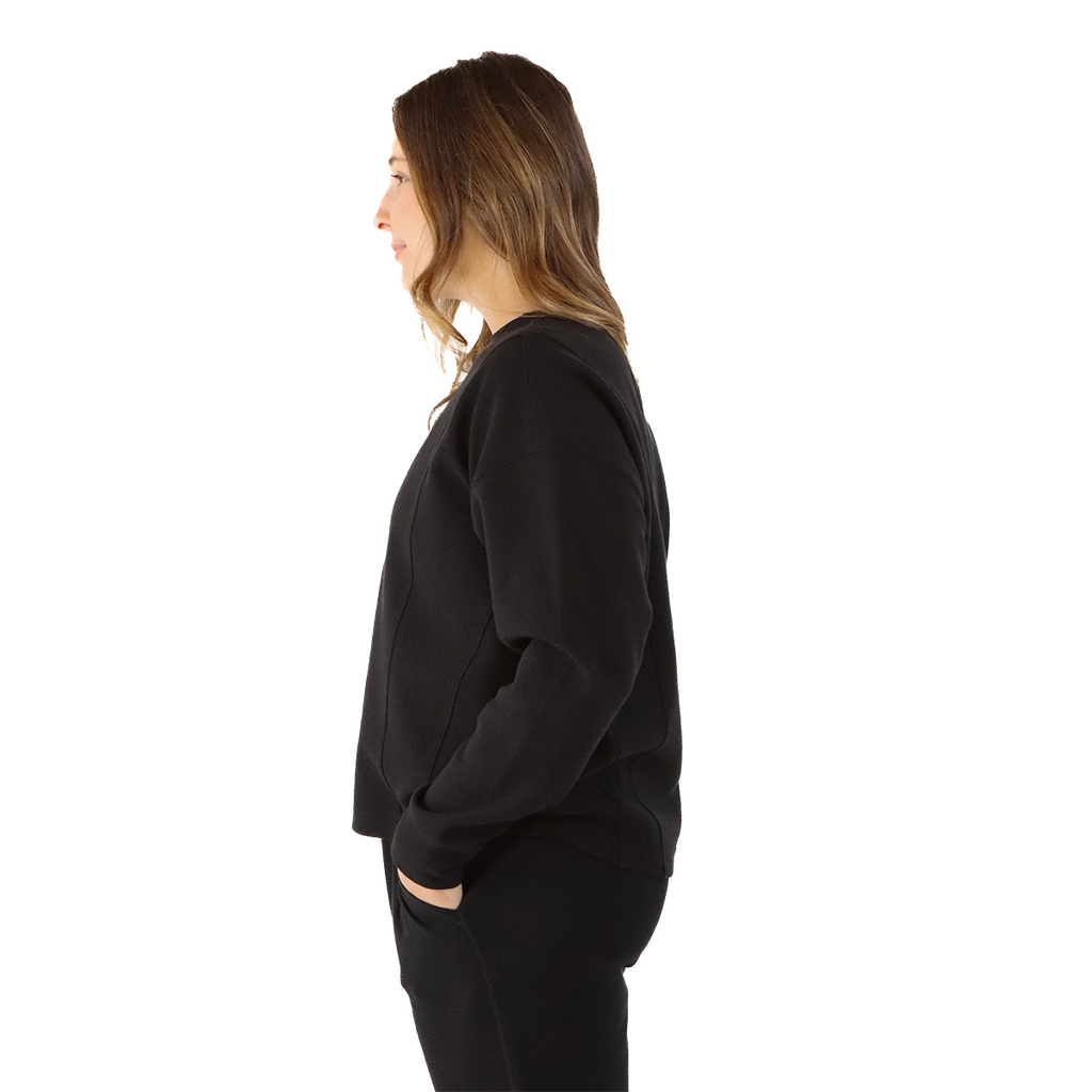 F2R Ottoman Rib Long Sleeve Top — Black — Size XSmall — Alternate View 8