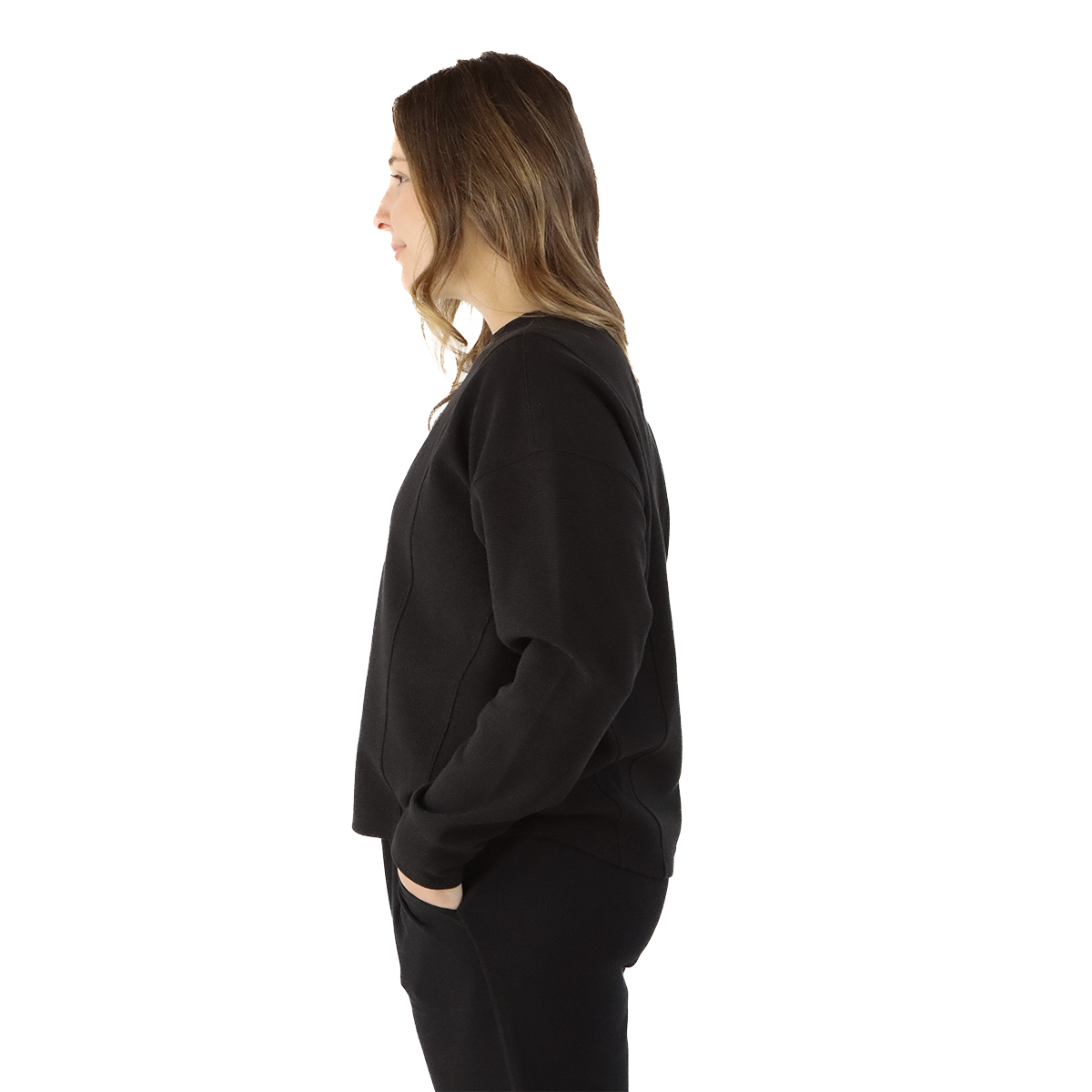 F2R Ottoman Rib Long Sleeve Top — Black — Size XSmall — Alternate View 8