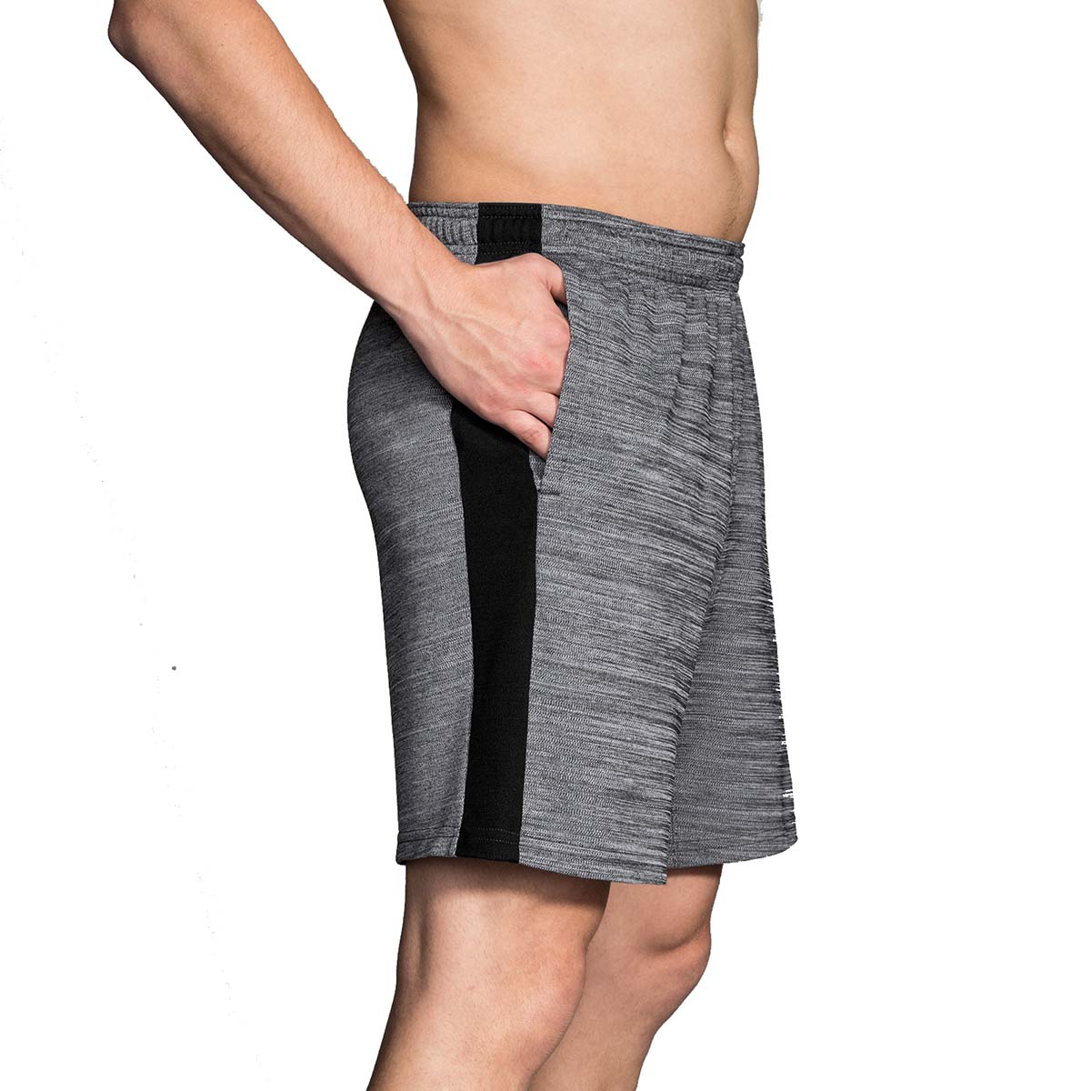 Brooks Rep 8" Short — Heather Ash - Heather Black — Size Small — Back View