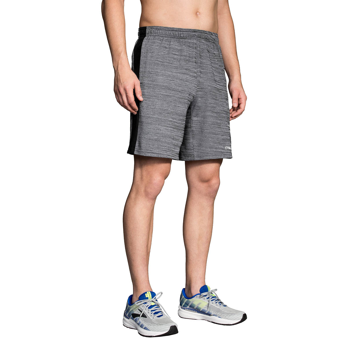 Brooks Rep 8" Short — Heather Ash - Heather Black — Size Small — Front View