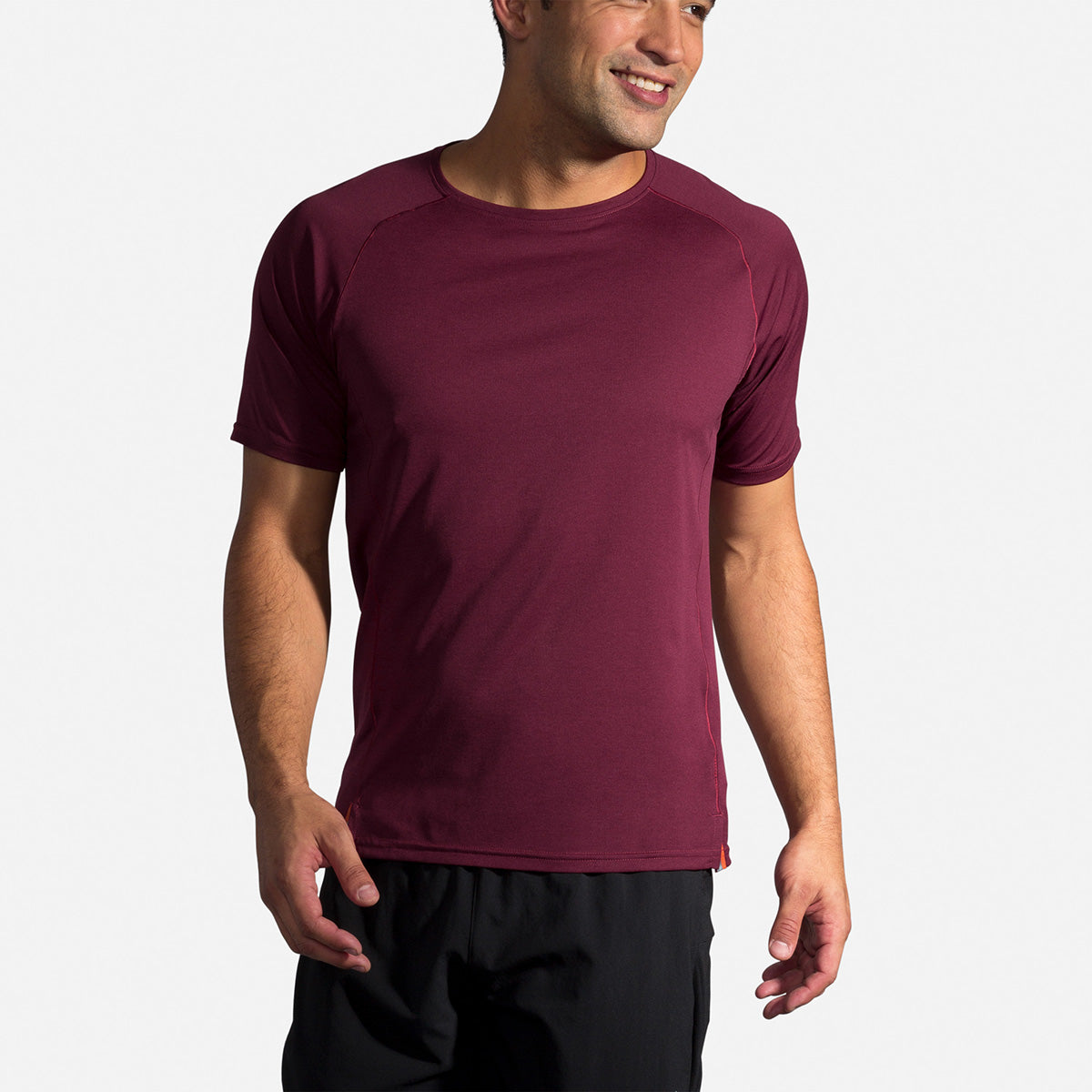 Brooks Ghost Shortsleeve — Heather Merlot — Size Small — Detail View